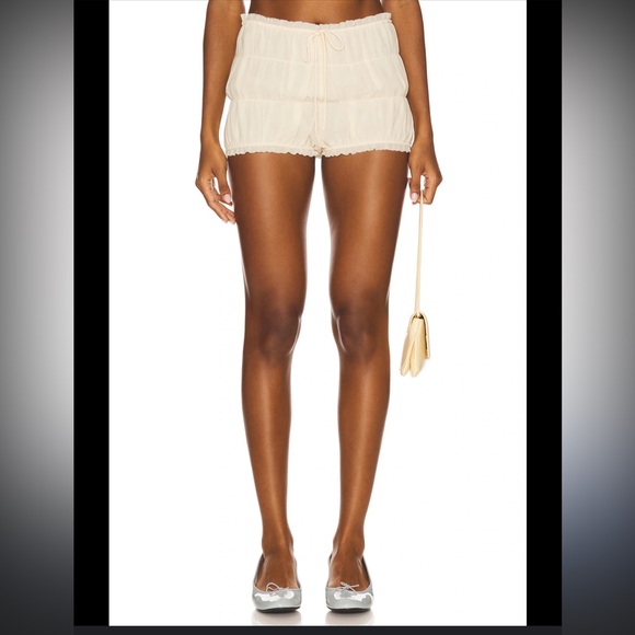SER.O.YA Pants - SER.O.YA X REVOLVE Lotta Ruffle Shorts Eggshell Cream NWT Luxury Lounge